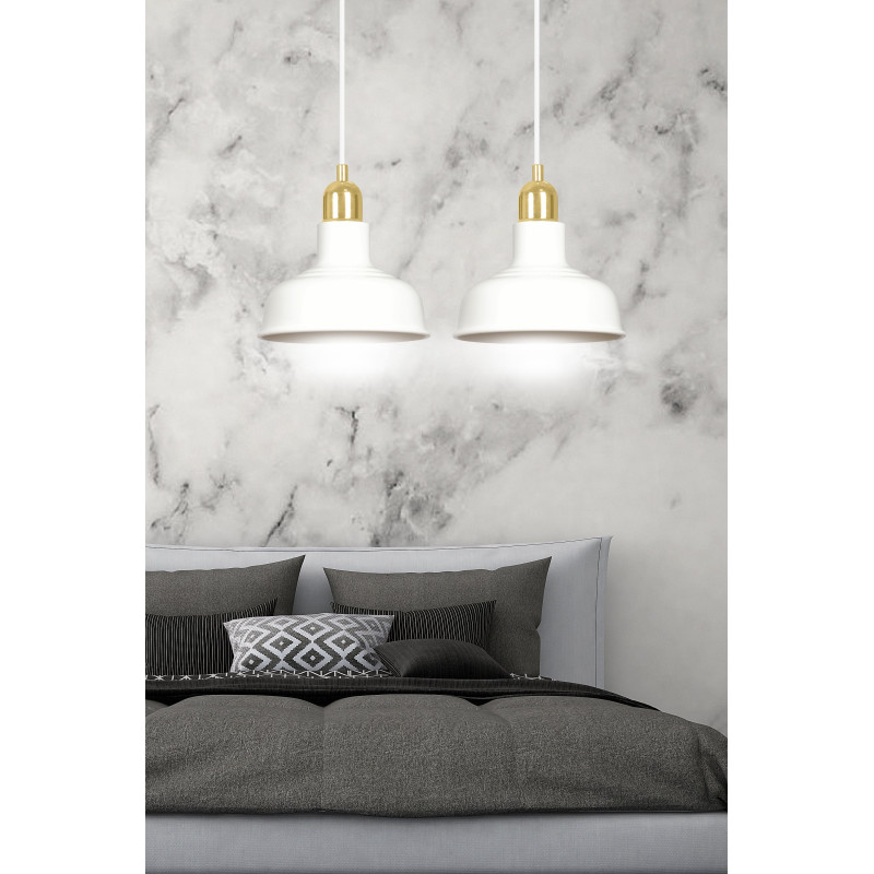 Suspension Design  Ibor Métal 2 lampes Coupoles Filiformes Blanches Style Moderne 