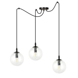 Suspension Design  Gigi Métal 3 lampes Boules Transparentes Style Chic