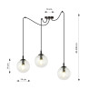 Suspension Design  Gigi Métal 3 lampes Boules Transparentes Style Chic 