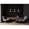 Suspension Design  Ibor Métal 3 lampes Coupoles Filiformes Noires Style Moderne 