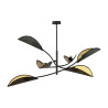 Plafonnier Design Lotus Métal 6 lampes Feuilles Noires et Dorées Style Ethnique 