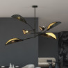 Plafonnier Design Lotus Métal 6 lampes Feuilles Noires et Dorées Style Ethnique 