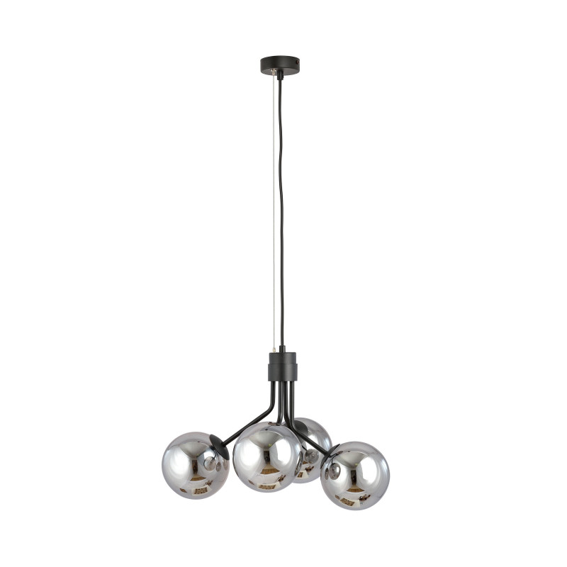 Suspension Design Nova Métal 4 lampes Boules Argentées Style Chic 