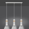 Suspension Design Akari Métal et Bois 3 lampes Tubes Blanches Style Moderne 