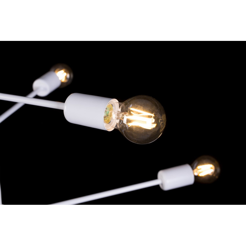 Suspension Design Multipo Métal  6 lampes Boules Blanches Style Chic 