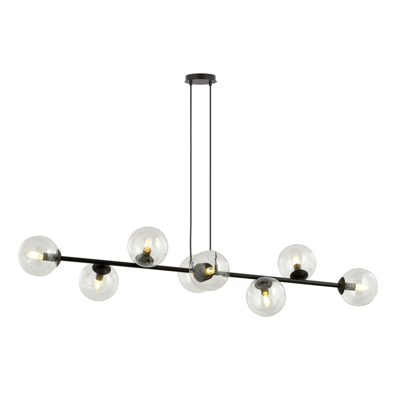 Suspension Design  Rossi Métal 8 lampes Boules Transparentes Style Chic 