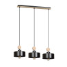 Suspension Design  Tuniso Métal et Bois 3 lampes Noires Style Scandinave 