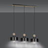 Suspension Design  Tuniso Métal et Bois 3 lampes Noires Style Scandinave 