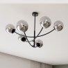 Plafonnier Design Hunter Métal 6 lampes Boules Argentées Style Chic 