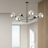 Plafonnier Design Hunter Métal 6 lampes Boules Argentées Style Chic 