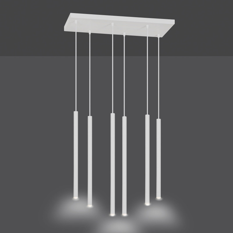 Plafonnier Design  Selter Métal 6 lampes Tubes Blanches Style Minimaliste 