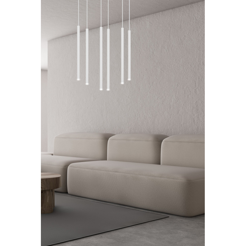 Plafonnier Design  Selter Métal 6 lampes Tubes Blanches Style Minimaliste 