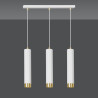 Suspension Design  Kibo Métal 3 lampes Tubes Blanches et Dorées Style Moderne 