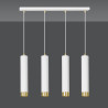 Suspension Design  Kibo Métal 4 lampes Tubes Blanches et Dorées Style Moderne 