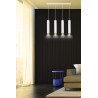 Suspension Design  Kibo Métal 4 lampes Tubes Blanches et Dorées Style Moderne 