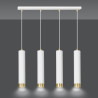 Suspension Design  Kibo Métal 4 lampes Tubes Blanches et Dorées Style Moderne 