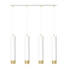 Suspension Design  Kibo Métal 4 lampes Tubes Blanches et Dorées Style Moderne 