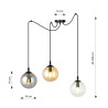 Suspension Design  Gigi Métal 3 lampes Boules Transparentes, Argentées et Ambrées Style Chic 