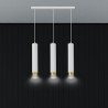 Suspension Design  Kibo Métal 3 lampes Tubes Blanches et Dorées Style Moderne 