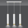 Suspension Design  Kibo Métal 3 lampes Tubes Blanches et Dorées Style Moderne 