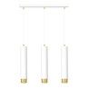 Suspension Design  Kibo Métal 3 lampes Tubes Blanches et Dorées Style Moderne 