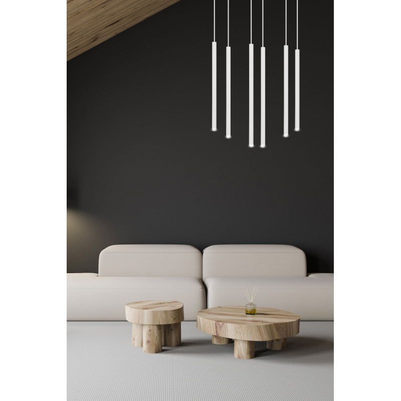 Plafonnier Design  Selter Métal 6 lampes Tubes Blanches Style Minimaliste 