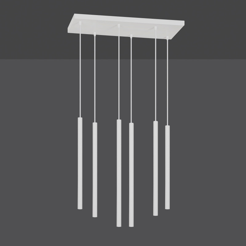 Plafonnier Design  Selter Métal 6 lampes Tubes Blanches Style Minimaliste 