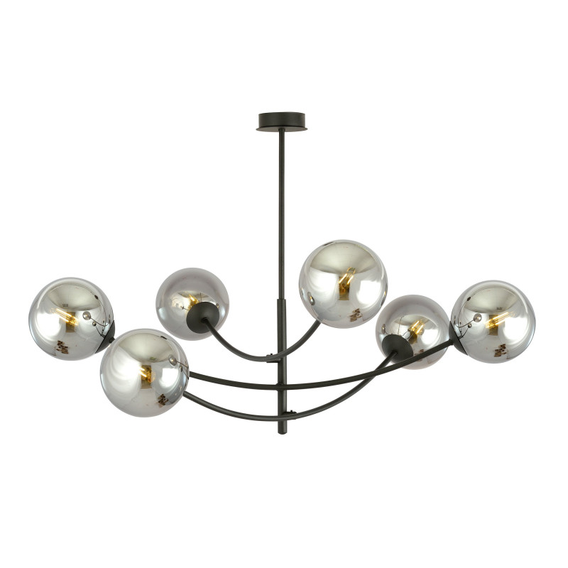 Plafonnier Design Hunter Métal 6 lampes Boules Argentées Style Chic 