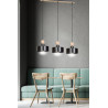 Suspension Design  Tuniso Métal et Bois 3 lampes Noires Style Scandinave 