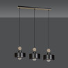 Suspension Design  Tuniso Métal et Bois 3 lampes Noires Style Scandinave 