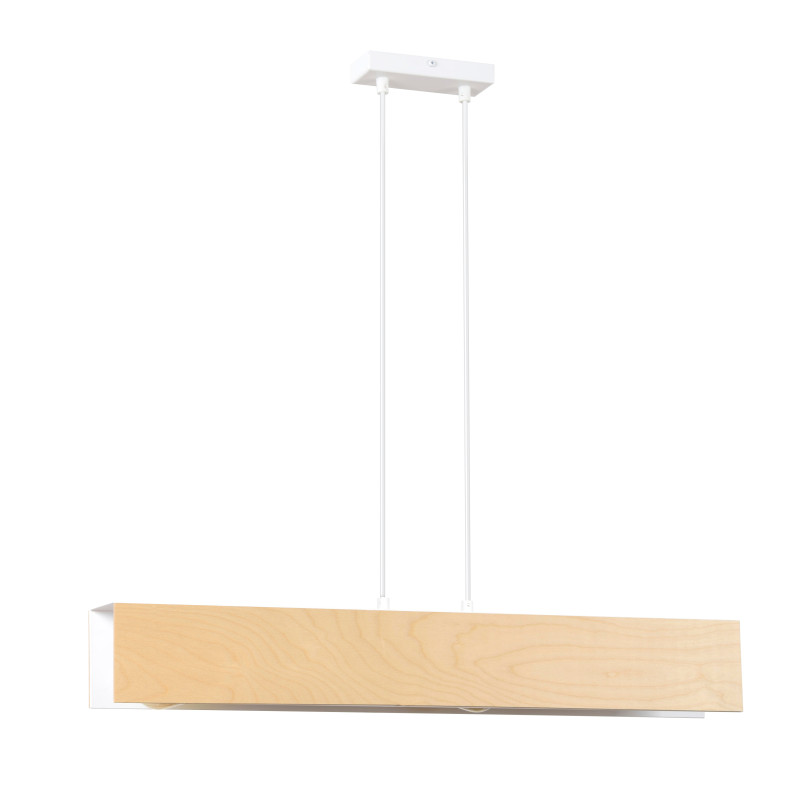 Suspension Design Carlo Métal et Contreplaqué 3 lampes Rectangles Blanches Style Scandinave 