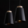 Suspension Design Bolero Métal et Bois une Lampe Noire Style Moderne 