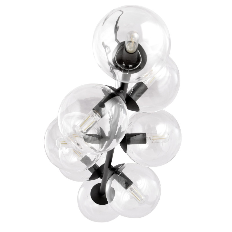 Suspension Design  Rossi Métal 8 lampes Boules Transparentes Style Chic 