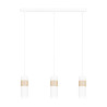 Suspension Design Akari Métal et Bois 3 lampes Tubes Blanches Style Moderne 