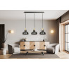 Suspension Design  Ibor Métal 3 lampes Coupoles Filiformes Noires Style Moderne 