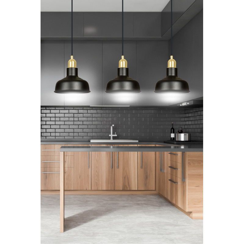 Suspension Design  Ibor Métal 3 lampes Coupoles Filiformes Noires Style Moderne 