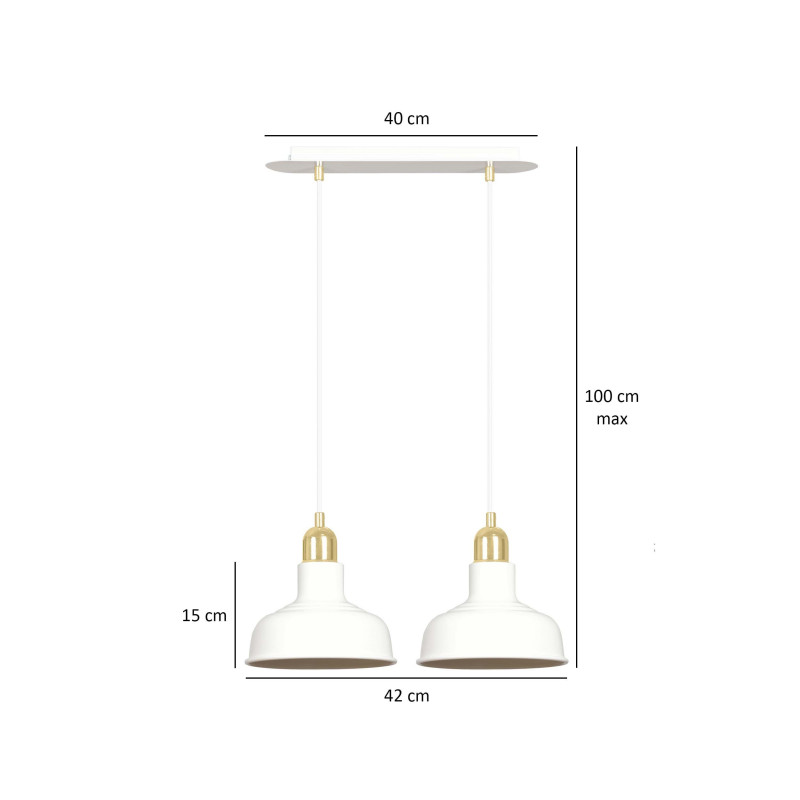 Suspension Design  Ibor Métal 2 lampes Coupoles Filiformes Blanches Style Moderne 