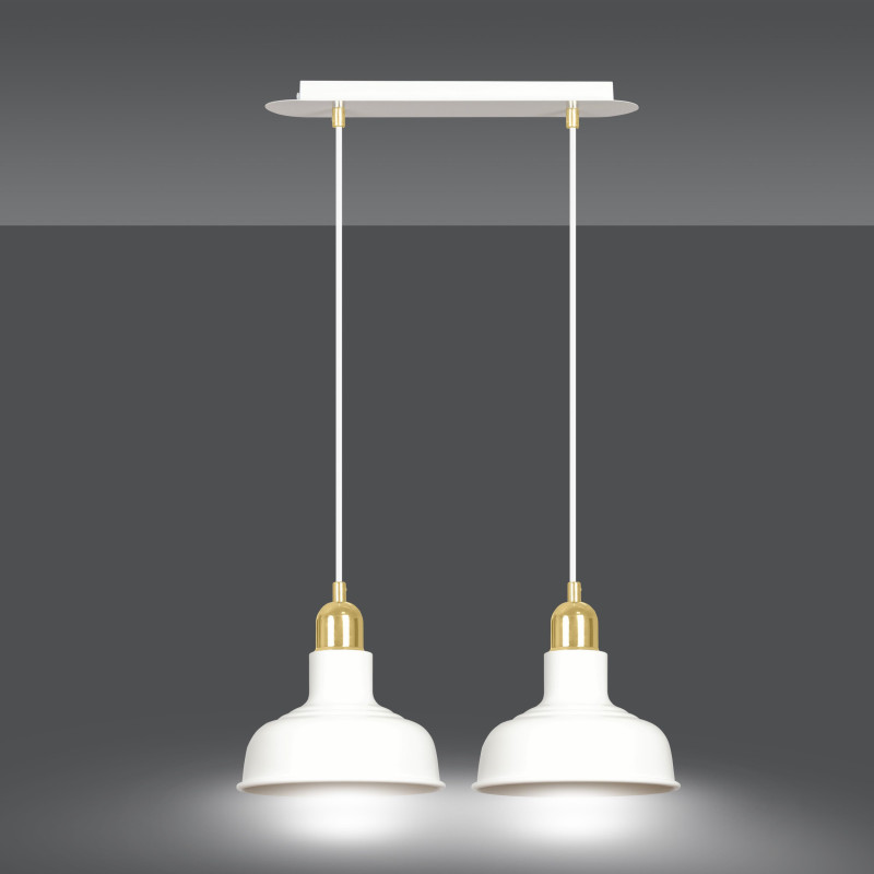 Suspension Design  Ibor Métal 2 lampes Coupoles Filiformes Blanches Style Moderne 