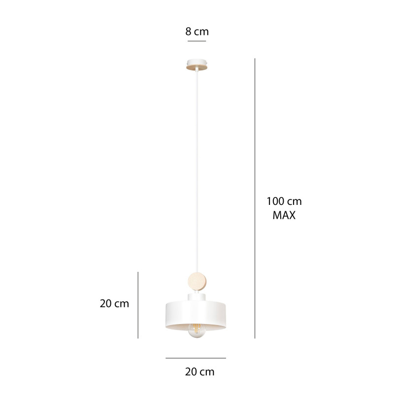 Suspension Design Tuniso Métal/Bois une Lampe Blanc Style Scandinave 