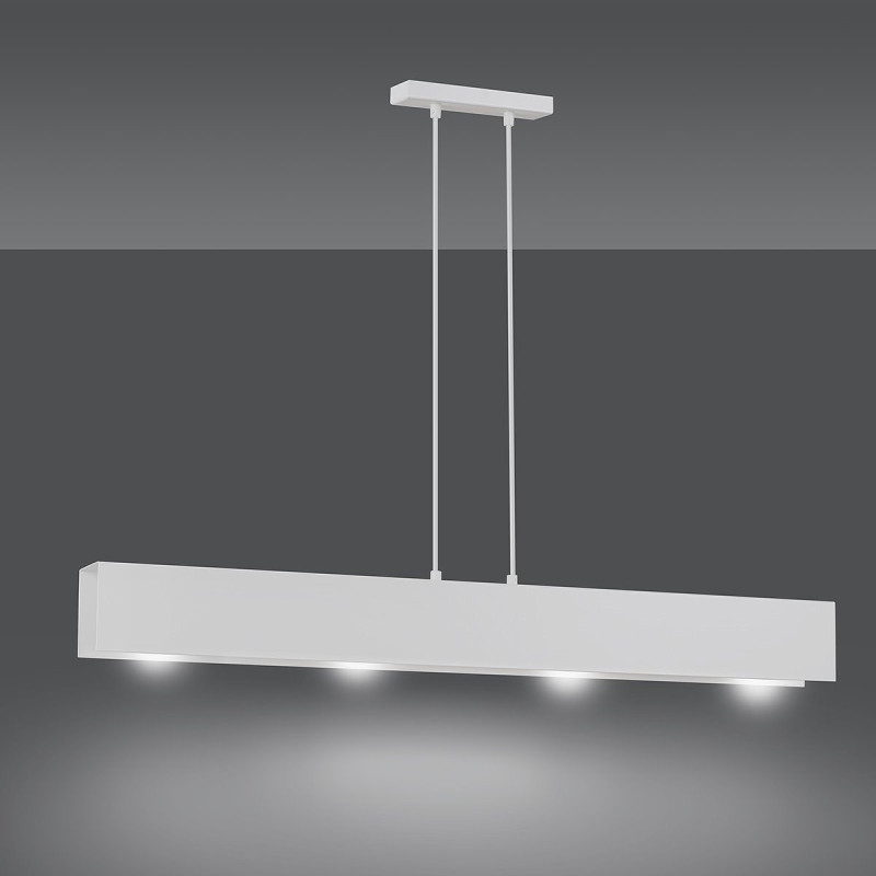 Suspension Design Gentor Métal 4 lampes Rectangles Blanches Style Minimaliste 