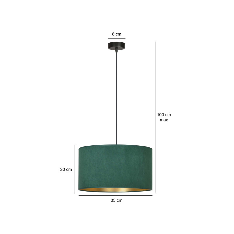 Suspension Design Hilde Métal une Lampe Cylindre Verte Style Moderne 