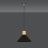 Suspension Design Rowen Métal / Bois une Lampe Evasé Noire Style Scandinave 