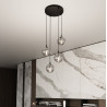 Suspension Design  Cosmo Métal 4 lampes Boules Argentées Style Chic 