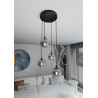 Suspension Design  Cosmo Métal 4 lampes Boules Argentées Style Chic 