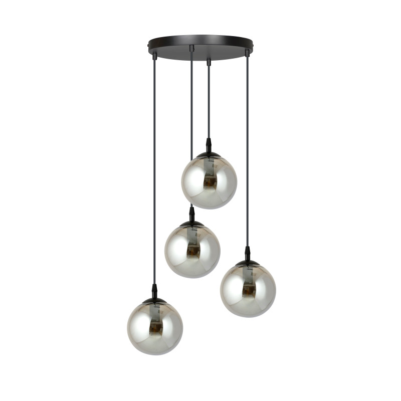 Suspension Design  Cosmo Métal 4 lampes Boules Argentées Style Chic 