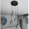 Suspension Design  Cosmo Métal 4 lampes Boules Argentées Style Chic 