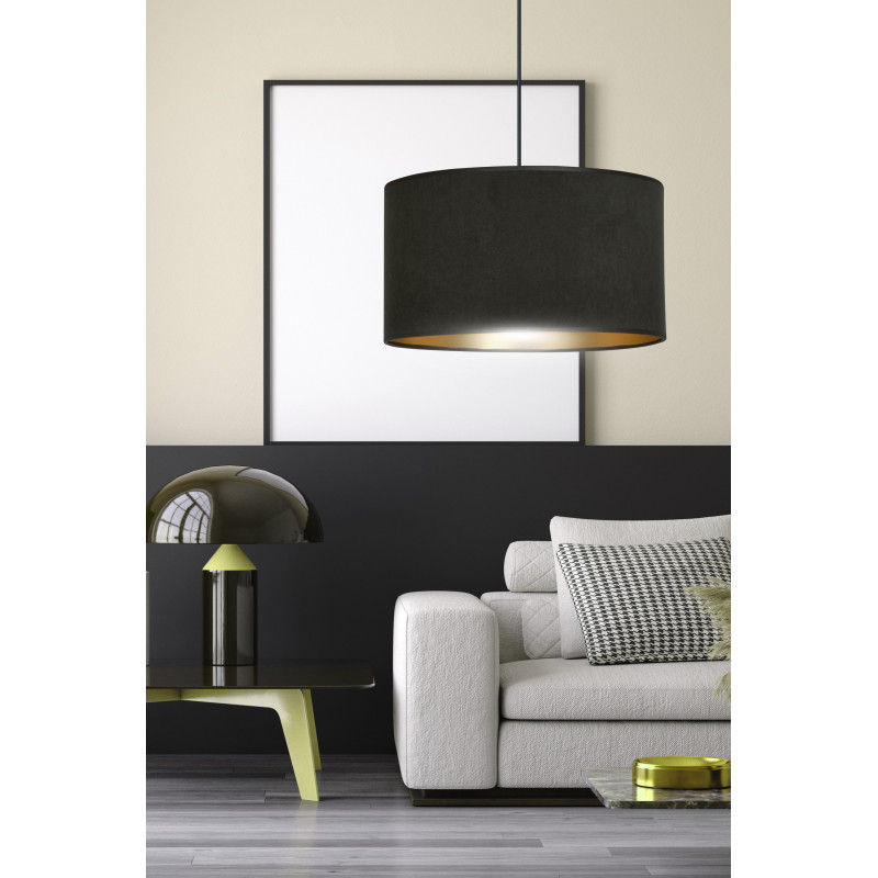 Suspension Design Hilde Métal une Lampe Cylindre Noire Style Moderne 