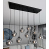 Suspension Design  Cosmo Métal 9 lampes Boules Argentées Style Chic 