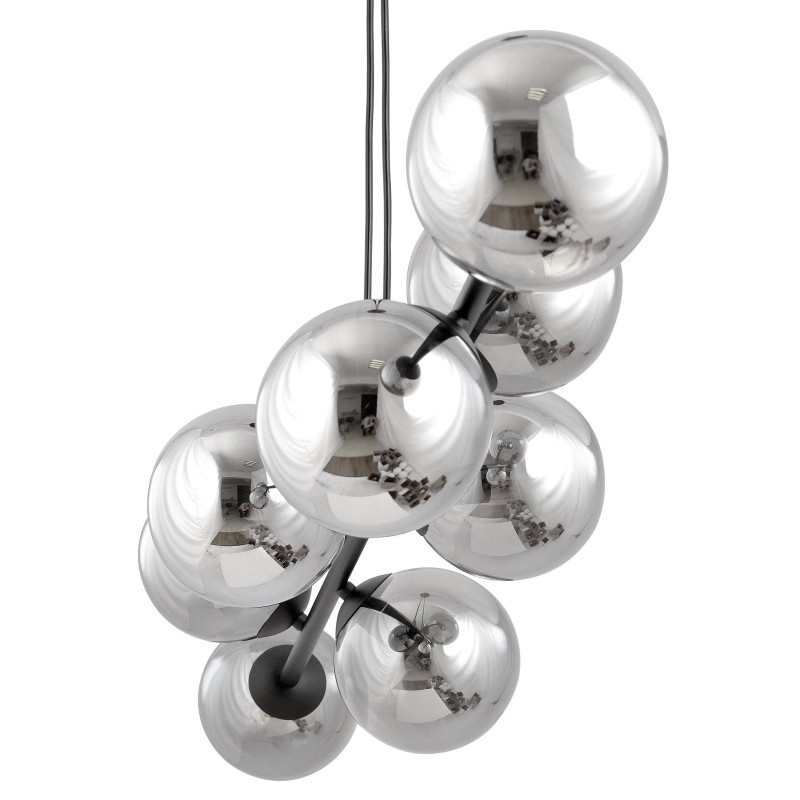 Suspension Design  Rossi Métal 6 lampes Boules Argentées Style Chic 