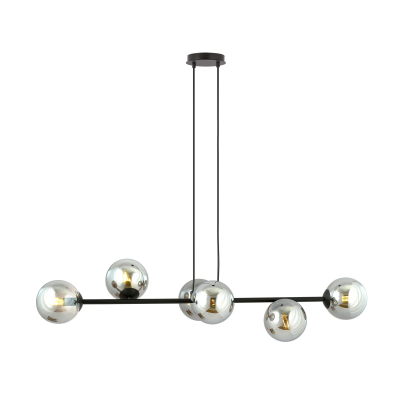 Suspension Design  Rossi Métal 6 lampes Boules Argentées Style Chic 